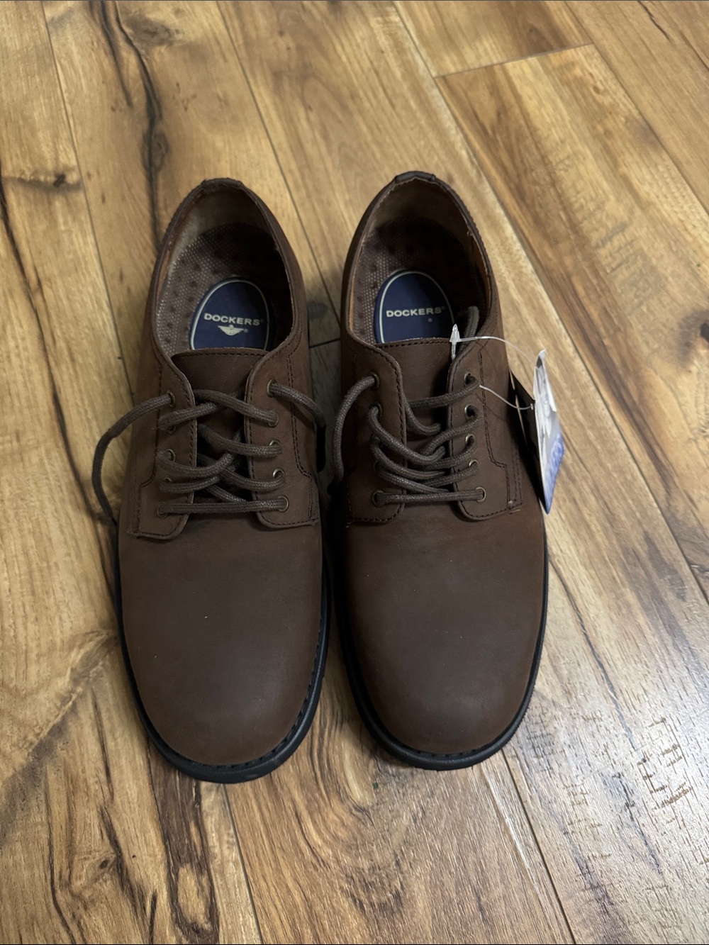 NWT! Dockers Men's Dark Brown Leather Derby Lace-Up Shoes